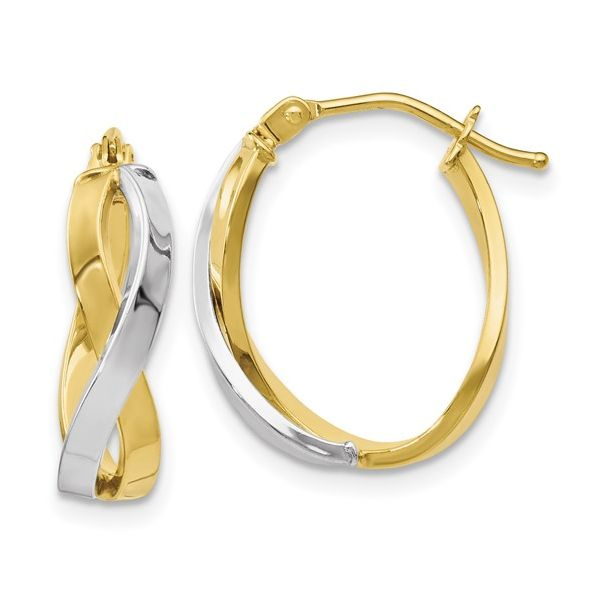 Two Tone Twisted Hoop Earrings Enhancery Jewelers San Diego, CA