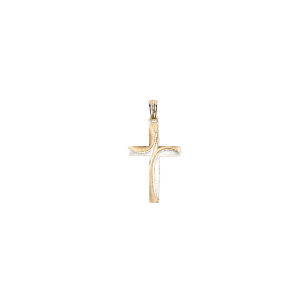 14kt two tone  gold Child's Cross with 15