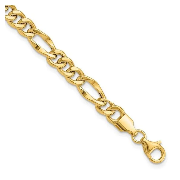 Yellow 14 Karat Figaro Bracelet Image 2 Enhancery Jewelers San Diego, CA