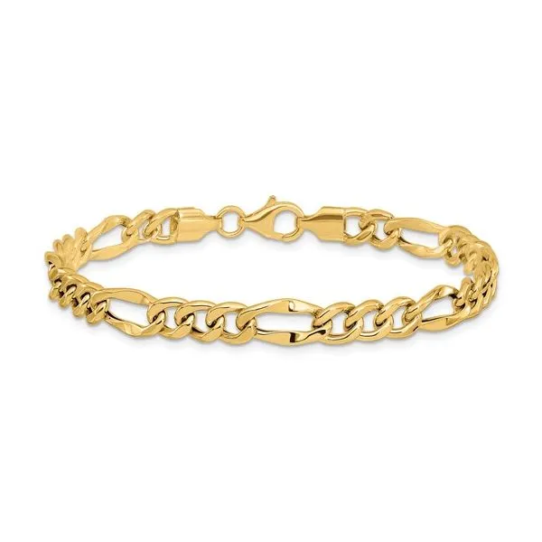 Yellow 14 Karat Figaro Bracelet Enhancery Jewelers San Diego, CA