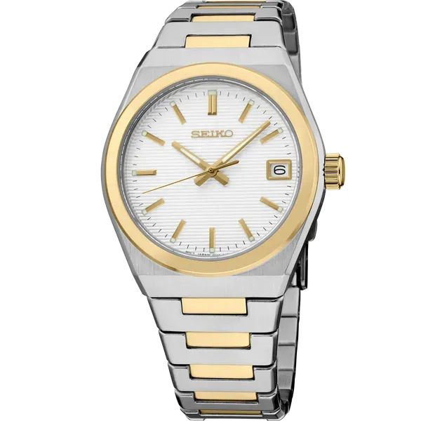 Seiko Essentials TT Quartz White Dial SUR578 Enhancery Jewelers San Diego, CA