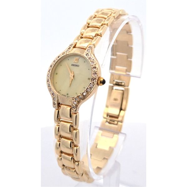 Yellow 14 Karat Seiko Watch With Diamonds display picture 1