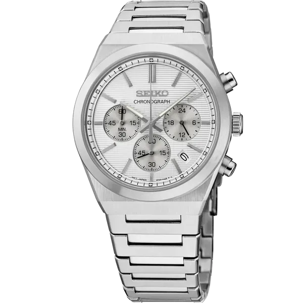 Seiko Essentials Quartz Chronograph Silver Dial SSB451 Enhancery Jewelers San Diego, CA