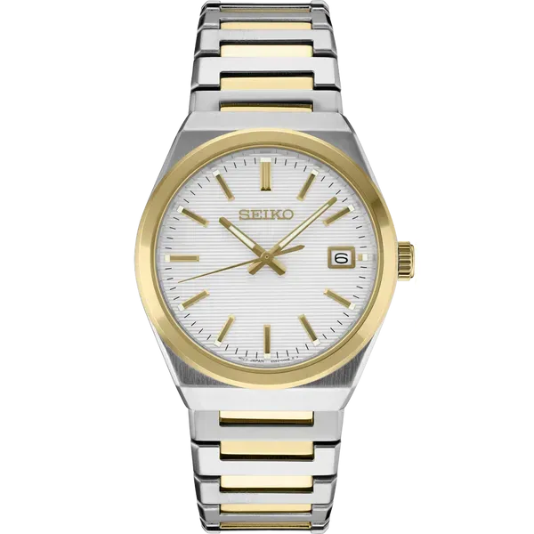 Seiko Essentials TT Quartz White Dial 39mm SUR558 Enhancery Jewelers San Diego, CA