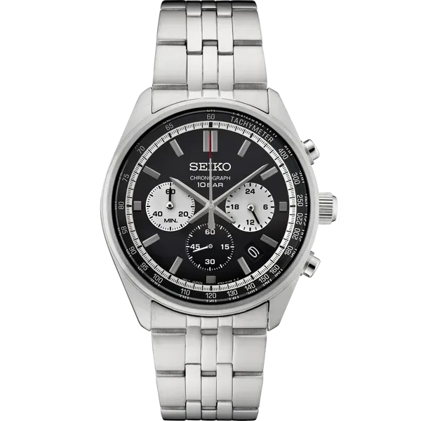 Seiko Essentials Quartz Chronograph Black Dial SSB429 Enhancery Jewelers San Diego, CA