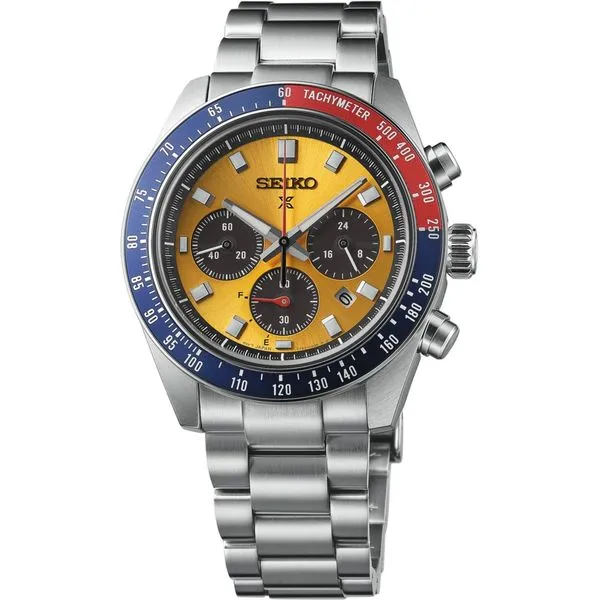 Seiko Speedtimer Solar Chronograph Yellow Dial SSC947 Enhancery Jewelers San Diego, CA