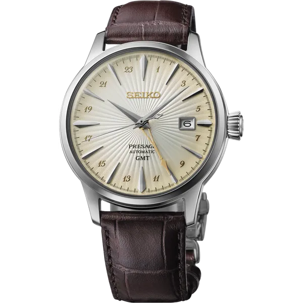 Seiko Presage Cocktail Time GMT Champagne Dial SSK041 Enhancery Jewelers San Diego, CA