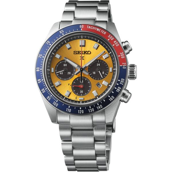 Seiko Speedtimer Solar Chronograph Yellow Dial SSC947 Enhancery Jewelers San Diego, CA