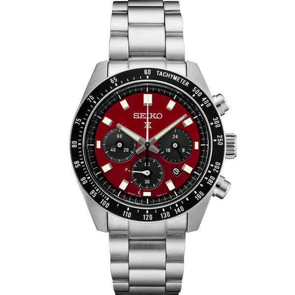 Seiko Prospex Speedtimer Solar Chronograph Red Dial U.S. Special Edition SSC927 Enhancery Jewelers San Diego, CA