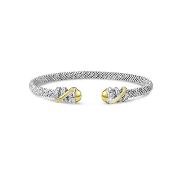 Silver & Gold Diamond Cuff Bangle Enhancery Jewelers San Diego, CA