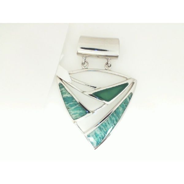 Sterling Silver Slide Pendant with Green Agate & Amazonite Enhancery Jewelers San Diego, CA