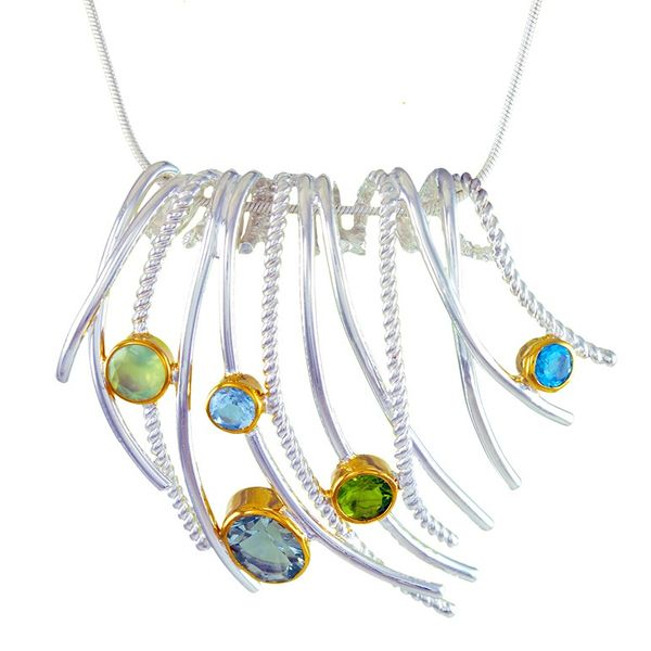 Michou Sterling Silver Necklace with Multicolor Stones Enhancery Jewelers San Diego, CA