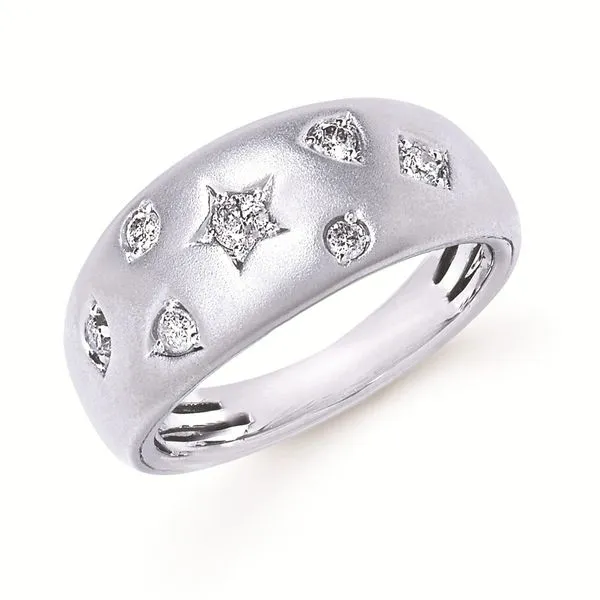 Sterling Silver Satin Flush Set Ring With Diamonds Enhancery Jewelers San Diego, CA