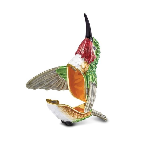 Bejeweled Crystals Enameled HAMILTON Hummingbird Trinket Box Image 2 Enhancery Jewelers San Diego, CA