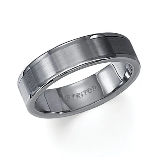 Grey Tungsten Carbide Wedding Band Enhancery Jewelers San Diego, CA