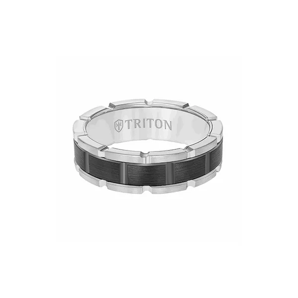 White and Black Tungsten Carbide Insert Wedding Band Enhancery Jewelers San Diego, CA