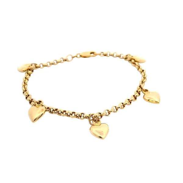 Estate Yellow Italian 14 Karat Heart Dangle Bracelet Enhancery Jewelers San Diego, CA
