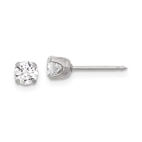 Inverness Stainless Steel 4mm CZ Post Earrings Piercings Enhancery Jewelers San Diego, CA