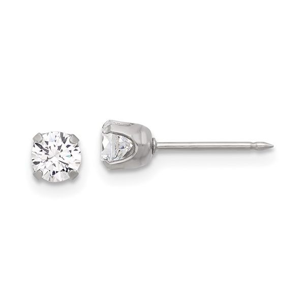 Inverness Stainless Steel 4mm CZ Post Earrings Piercings Enhancery Jewelers San Diego, CA