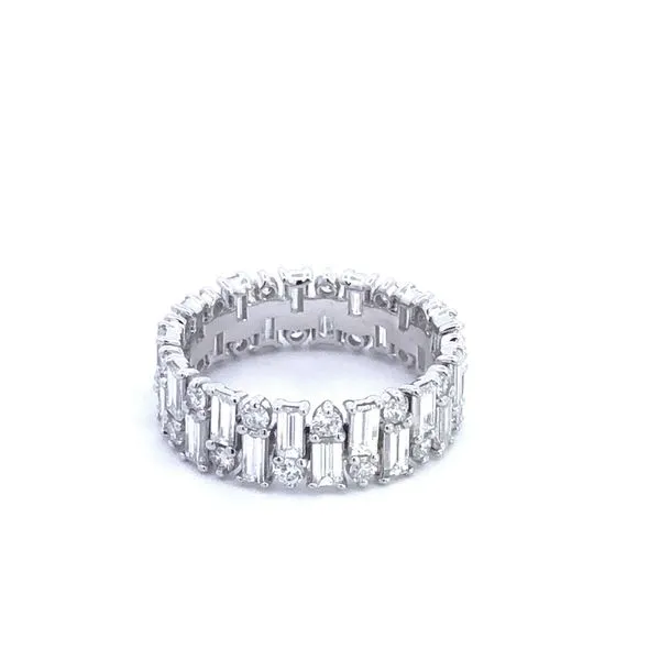 14KW Round & Baguette Diamond Eternity Band Image 3 Erica DelGardo Jewelry Designs Houston, TX