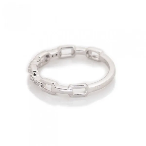 14KW Diamond Paperclip Ring Image 2 Erica DelGardo Jewelry Designs Houston, TX