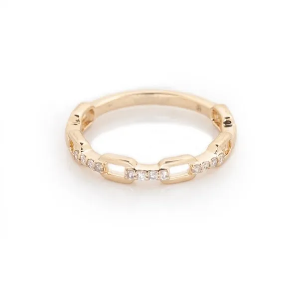 14KY Diamond Paperclip Ring (0.10ctw) Size 7 Erica DelGardo Jewelry Designs Houston, TX