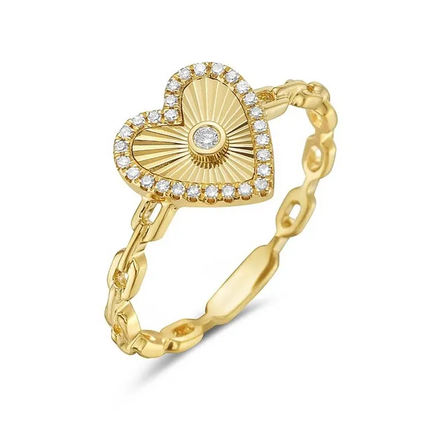 14K Yellow Gold Chain and Heart Diamond Ring Erica DelGardo Jewelry Designs Houston, TX