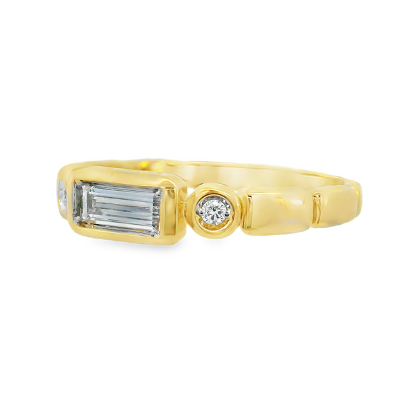 14KY Round & Baguette Diamond Band Sz. 7.5 Image 2 Erica DelGardo Jewelry Designs Houston, TX