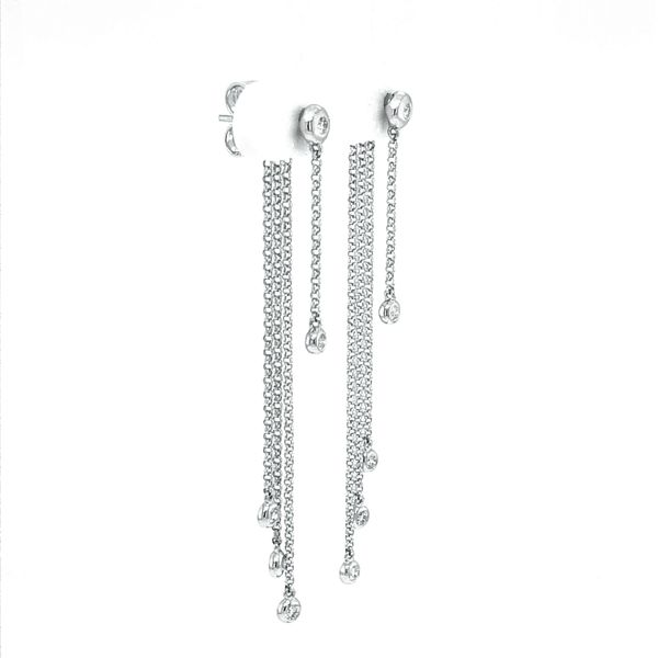 14KW Bezel-Set Diamond Rain Drop Earrings Image 3 Erica DelGardo Jewelry Designs Houston, TX
