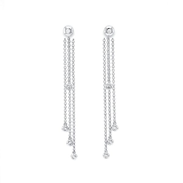 14KW Bezel-Set Diamond Rain Drop Earrings Image 4 Erica DelGardo Jewelry Designs Houston, TX
