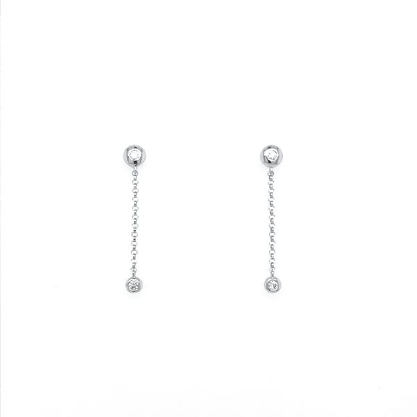 14KW Bezel-Set Diamond Rain Drop Earrings Erica DelGardo Jewelry Designs Houston, TX