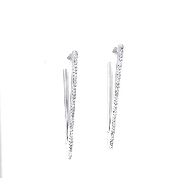 14KW Diamond Bar V-Earrings Image 4 Erica DelGardo Jewelry Designs Houston, TX