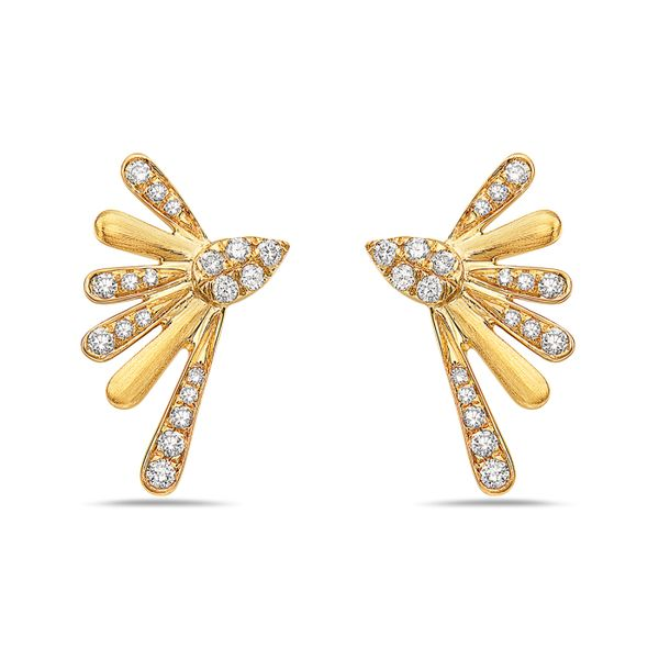 14KY Diamond Fanned Earrings Erica DelGardo Jewelry Designs Houston, TX