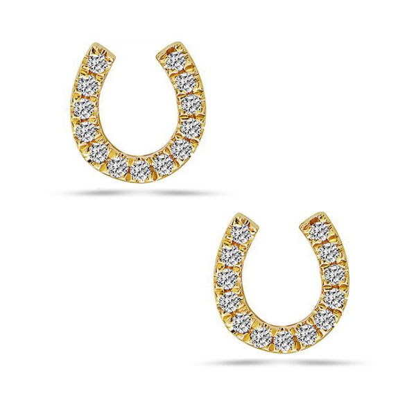 14KY Horseshoe Diamond Earrings Erica DelGardo Jewelry Designs Houston, TX