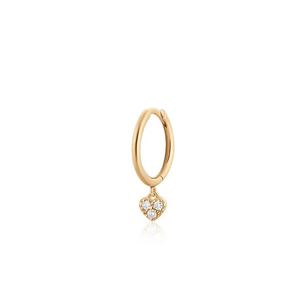 14KY Single Hoop w/ Diamond Heart Charm Erica DelGardo Jewelry Designs Houston, TX