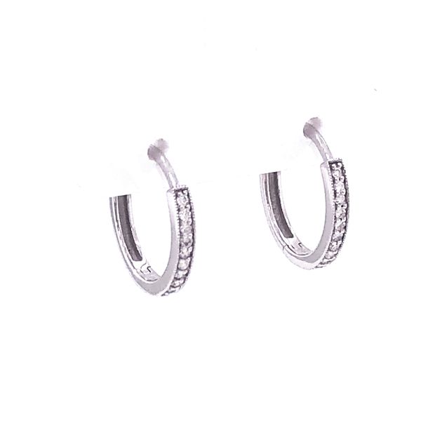 14KW Channel-Set Diamond Mini Hoop Earrings Image 3 Erica DelGardo Jewelry Designs Houston, TX