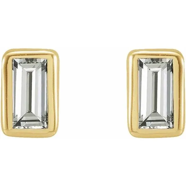 14KY Straight Baguette Diamond Bezel-Set Earrings Erica DelGardo Jewelry Designs Houston, TX
