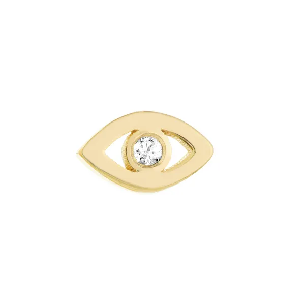 14KY Diamond Evil Eye Single Stud Earring Image 2 Erica DelGardo Jewelry Designs Houston, TX