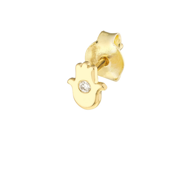 14KY Diamond Hamsa Single Stud Earring Image 2 Erica DelGardo Jewelry Designs Houston, TX