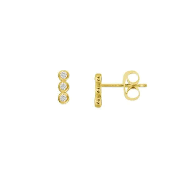 14KY Diamond Bezel Set Trio Single Earring Erica DelGardo Jewelry Designs Houston, TX