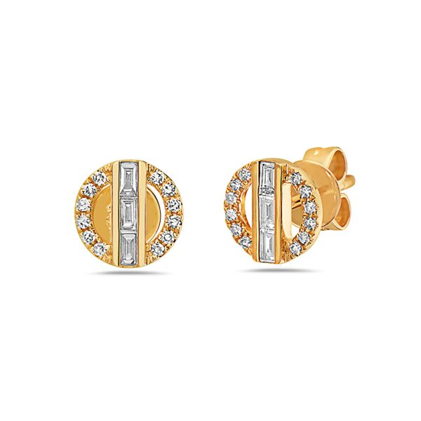14KY Baguette & Round Diamond Earrings Erica DelGardo Jewelry Designs Houston, TX