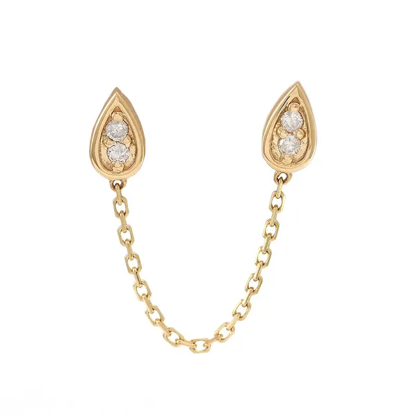 14KY Micro Pave Tear Drop Diamond Connecting Single Earring Erica DelGardo Jewelry Designs Houston, TX