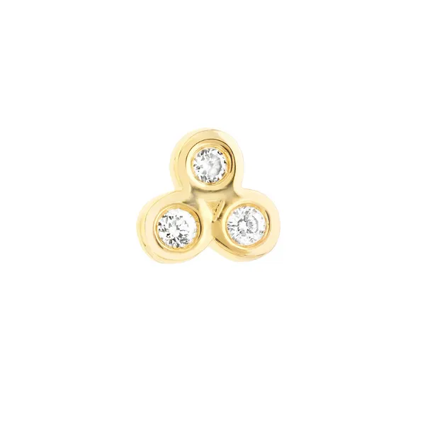 14KY Diamond Trinity Single Stud Earring Erica DelGardo Jewelry Designs Houston, TX