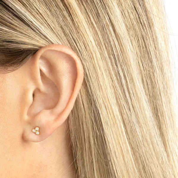 14KY Diamond Trinity Single Stud Earring Image 3 Erica DelGardo Jewelry Designs Houston, TX