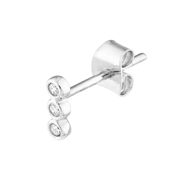 14KW Diamond Bezel Set Trio Single Stud Earring Image 2 Erica DelGardo Jewelry Designs Houston, TX