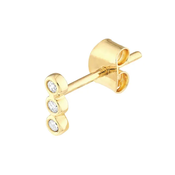 14KY Diamond Bezel Set Trio Single Earring Image 2 Erica DelGardo Jewelry Designs Houston, TX