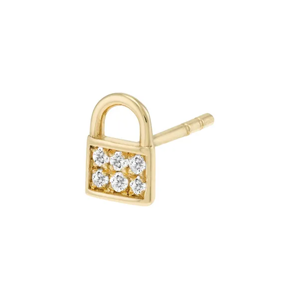 14KY Diamond Padlock Stud Earrings Image 3 Erica DelGardo Jewelry Designs Houston, TX