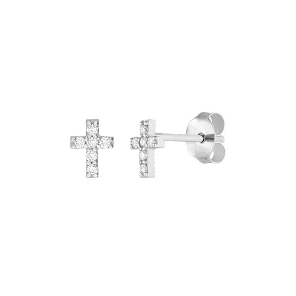 14KW 1/10tcw Diamond Cross Stud Earrings Erica DelGardo Jewelry Designs Houston, TX