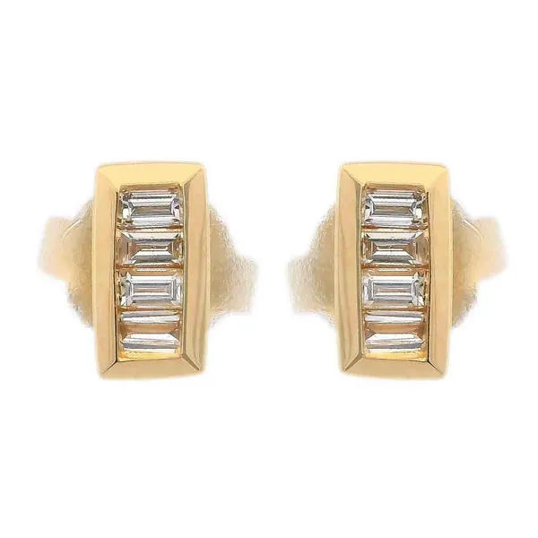 14KY Gold Petite Baguette Earrings Erica DelGardo Jewelry Designs Houston, TX