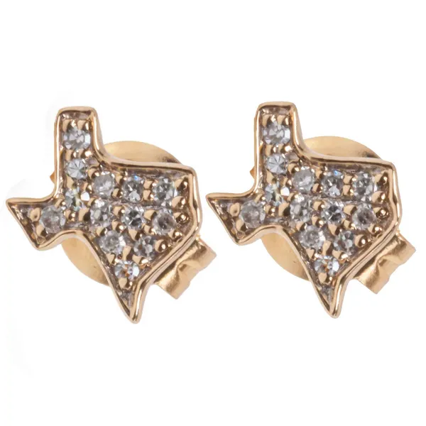 14KY Gold Diamond Accent Texas Earrings Erica DelGardo Jewelry Designs Houston, TX